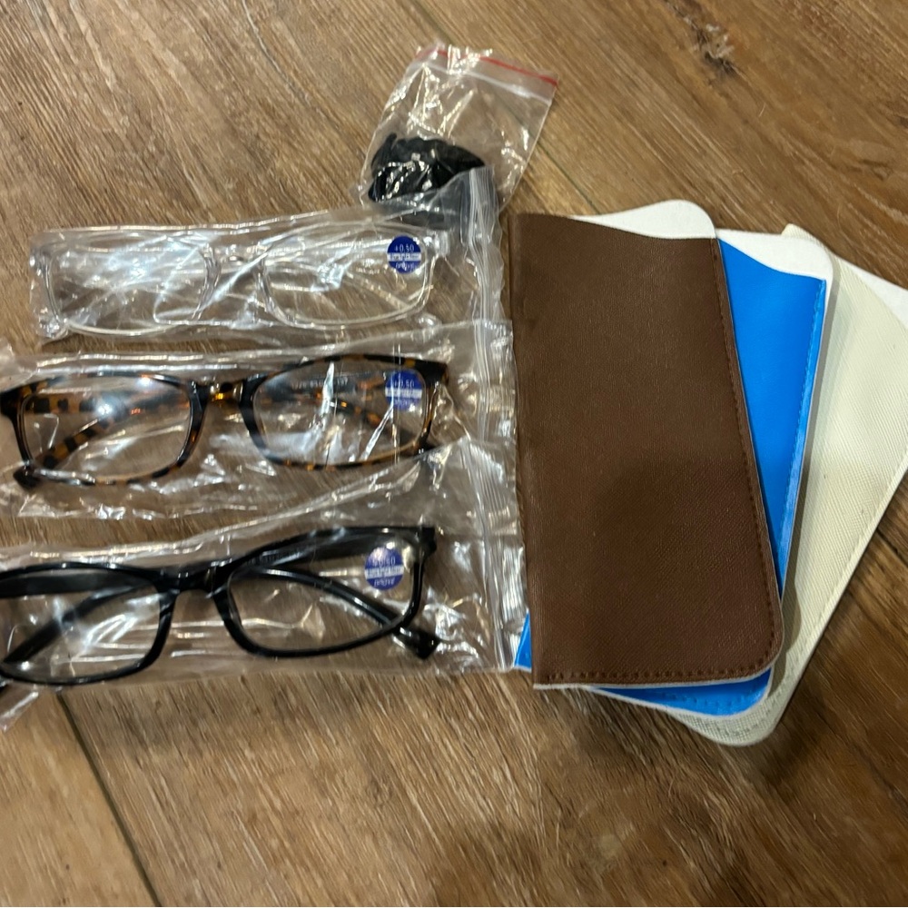 Reading Glasses with cases and strap